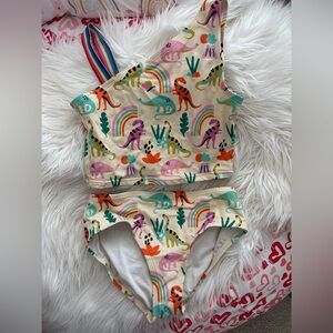 Hanna Andersson Rainbow Dinosaur Two-Piece Swimsuit - girls size 12